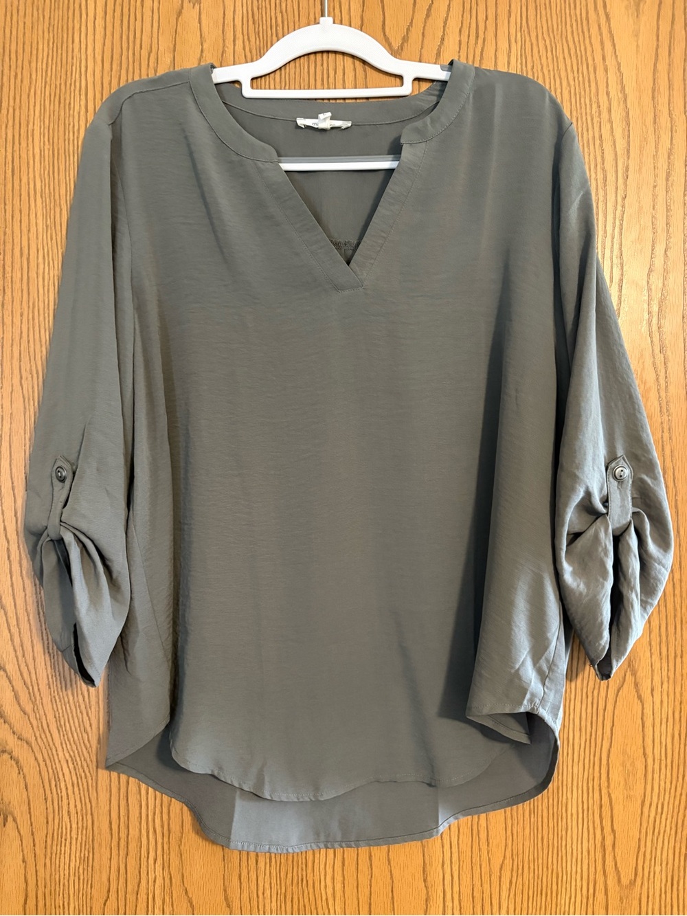 Maurices Olive V-Neck Roll-Tab Sleeve Tunic